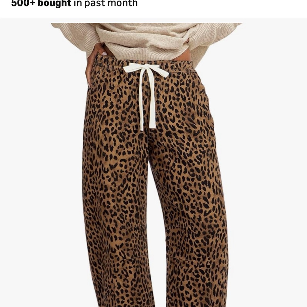 Brown and black leopard barrel jeans great condition worn once